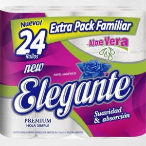 Papel Higiénico Elegante 24 rollos x 30mts Aloe